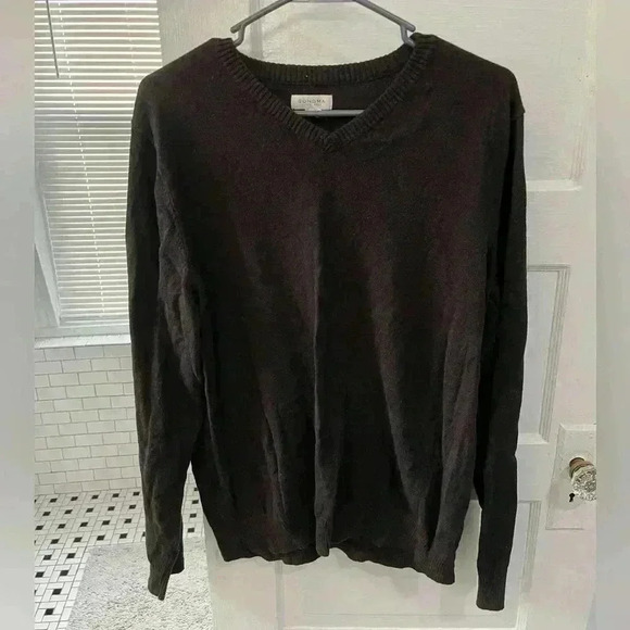 Sonoma dark brown soft vneck sweater size large - Picture 1 of 6